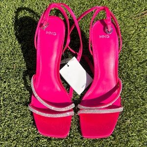 Mango Women's Fuchsia Strappy Heels